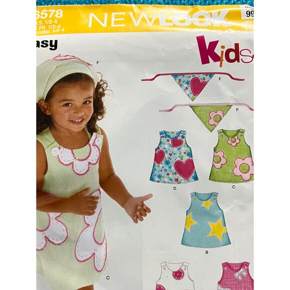 Simplicity 6578 Sewing pattern girls dress aline kerchief size 1/2-4 - Picture 1 of 5